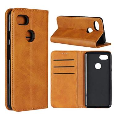 Imagem de SunYoo Capa para Pixel 3, capa carteira magnética de couro PU com suporte com compartimento para cartão para Google Pixel 3 (5,5 polegadas) - marrom claro