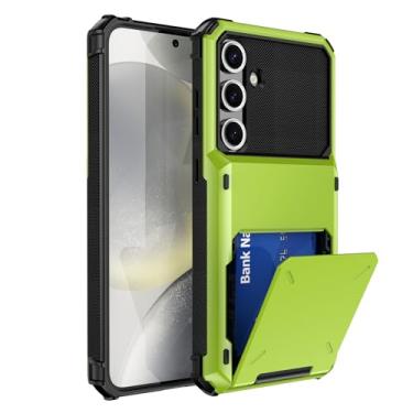 Imagem de SORAKA Capa para Samsung Galaxy S24 FE com suporte para cartão PC TPU 2 em 1 capa bumper de camada dupla à prova de choque pode conter 5 cartões verdes