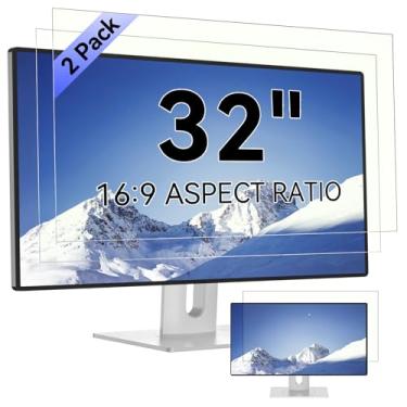 Imagem de [Pacote com 2] Protetor de tela com bloqueio de luz azul para computador de 32 polegadas para monitor widescreen 16:9, antirreflexo, proteção contra os olhos, filtro de monitor de LED para desktop