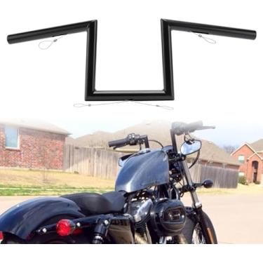 Imagem de TIGERSGATE Guidão Z-Bar Sportster de elevação de 20 cm com recortes para modelos Harley 2007-up Sportster XL883 1200, FXDB 2006-2017 e Dyna FXDWG 1996-2005, algumas Yamaha Virago XV, Honda Bikes
