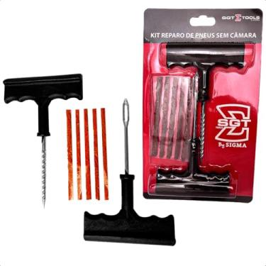 Imagem de Kit Reparo de Pneus Sem Câmara com 5 Veda Furos Manual Emergencial Automotivo - Sigma Tools