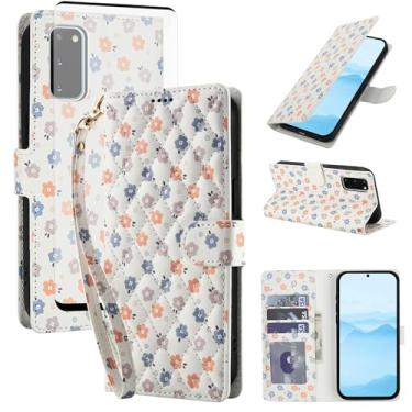 Imagem de Asuwish Capa de celular para Samsung Galaxy S20 5G 15.7 cm carteira celular com protetor de tela de vidro temperado porta-cartão de flores suporte TPU S 20 20S UW S2O G5 mulheres homens flores