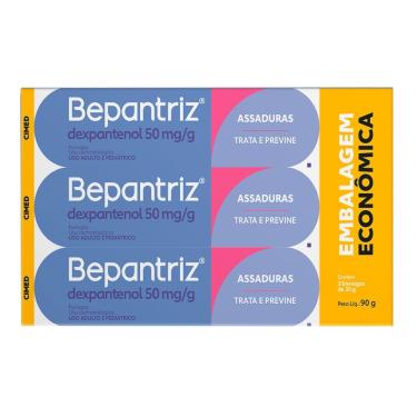 Imagem de Bepantriz Assaduras Pomada Trata e Previne com 3 Unidades de 30g cada Embalagem Econômica