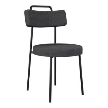 Imagem de Cadeira Sala de Jantar Kobe Estofada com Encosto Linho Grafite - Abmaz