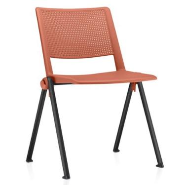 Imagem de Cadeira Empilhável Fixa Lift F02 Base Aço Preto Laranja - Lyam Decor