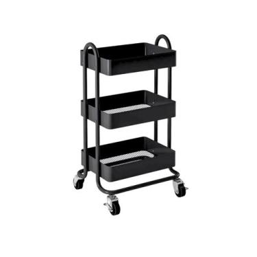 Imagem de Carrinho Auxiliar Com Rodizio Para Organizar Armazenar Fruteira Cor Pr