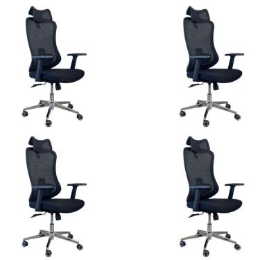 Imagem de Kit 4 Cadeiras De Escritório Presidente Ergonômica Oficial Corporativa Boss Apoio Nuca