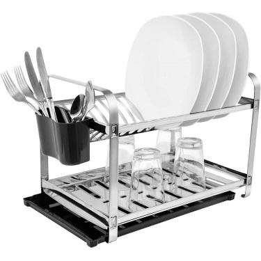 Imagem de Escorredor 16 Pratos Com Bandeja E Porta Talheres Preto