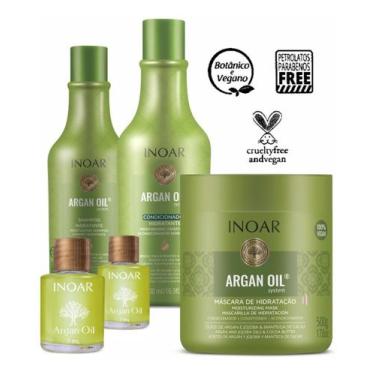 Imagem de Inoar Kit Sh + Cond. Argan 500ml + Masc. 500g + 2 Oil