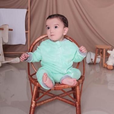 Imagem de Macacão Fleece Macio Quentinho e Fácil de Vestir Bebê Verde - FLOR DE 