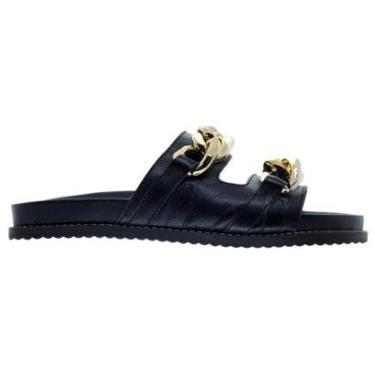 Imagem de Sandália Papete Rasteira Feminina Ana Laura 25097 Preta-Feminino