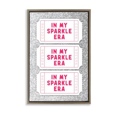 Imagem de Stupell Industries My Sparkle Era Ticket Stubs Brown Framed Floater Canvas Wall Art, design por Lettered and Lined, 78 x 53 cm