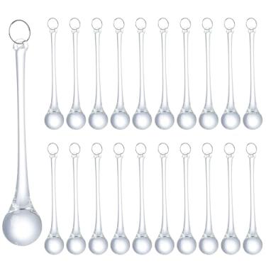 Imagem de LONGWIN 20 peças de enfeites de gota de cristal transparente de 10 cm para árvore de Natal, peças de reposição de cristais de lustre, decoração de mesa central de gota de chuva de Natal