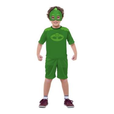 Imagem de Fantasia Pj Masks Menino Lagartixo Gekko Curto Pjmasks