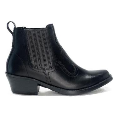 Imagem de Bota Country Masculina Couro Legítimo Cano Médio Solado Borracha Salto