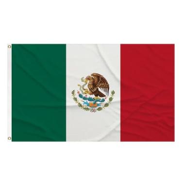 Imagem de Bandeira do México 1,8 x 1,5 m, jardins ao ar livre, caverna, decoração de carro universitário, bordas com costura dupla, cores vivas e tecido de poliéster, bandeiras nacionais mexicanas com 2 ilhós
