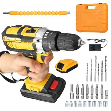 Imagem de Parafusadeira Eletrica Com Maleta Furadeira e Parafuseira Sem Fio Profissional Elétrica Para Madeira Metal Plástico Brocas Soquetes Bateria 36V Recarregável 110V 220V Bivolt
