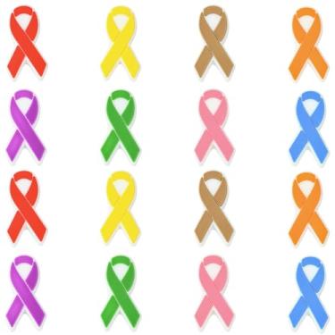 Imagem de Stiesy Fita de conscientização contas de silicone 16 peças, contas focais de silicone de consciência de 8 cores para pulseiras de identificação médica, joias de suporte de causa, artesanato DIY