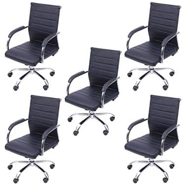 Imagem de Kit 5 Cadeiras para Escritório com Rodízio Florença Or Design Preta