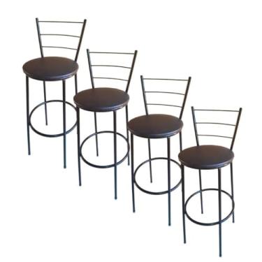 Imagem de Kit 4 Banqueta Alta Banco Bistro Tubo Preto Cozinha Área Gourmet 70cm Altura (Kit 4 Banquetas)