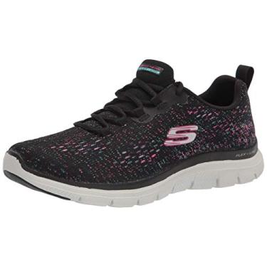 Imagem de Skechers Tênis feminino Flex Appeal 4.0, Bblp = preto, azul, rosa claro, 36