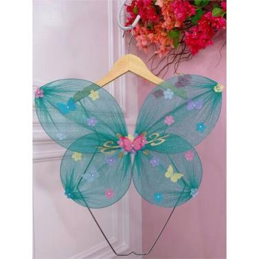 Imagem de Asa Borboleta Verde Jardim Encantado Fada Super Luxo - Rosa Charmosa