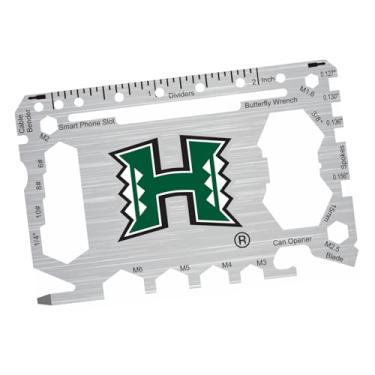 Imagem de Cartão multiferramentas de bolso 46 em 1 da University of Hawaii Manoa com régua em polegadas – Ferramenta de carteira EDC de sobrevivência com chaves de fenda, chaves, abridor de garrafa e lata