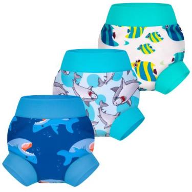 Imagem de Fraldas de natação reutilizáveis BIG ELEPHANT para bebês, pacote com 3