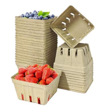 Imagem de Cesta de frutas silvestres de fibra de celulose QZV, pacote com 30 uni