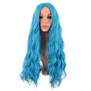 Imagem de Peruca MapOfBeauty Long Wavy Synthetic Fiber 70 cm azul ciano