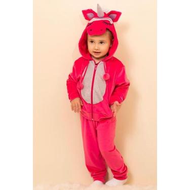 Imagem de Conjunto Plush Bebê Menina Capuz Unicórnio Lessa Kids B9317, Pink, M (