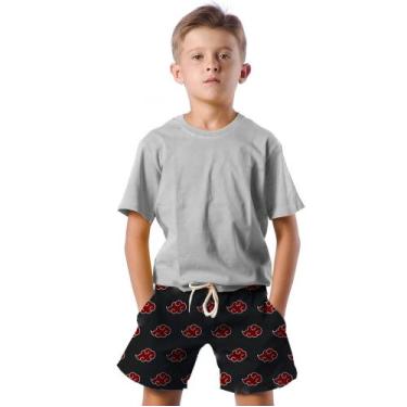 Imagem de Shorts Infantil Bermuda Calção Praia Verão Nuvem Vermelha Akatsuki 161