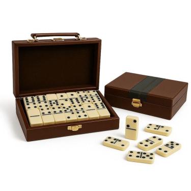 Imagem de Dominó De Osso  Pedras Grandes 28 Peças Maleta