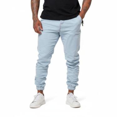 Imagem de Calça Jogger Jeans clara Skinny Slim Sarja Masculina - Mitchelgutto, J