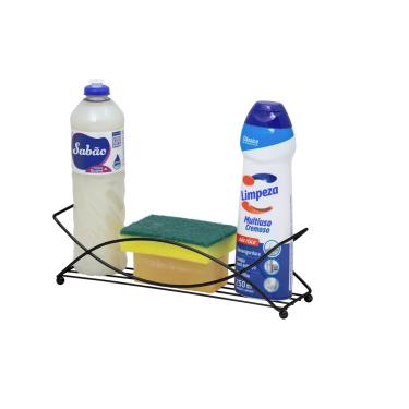 Imagem de Porta Detergente Esponja  Bucha Sabão Organizador Pia Cozinha Suporte Preto