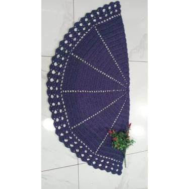 Imagem de Artesanal Tapete Decorativo em Crochê, Passadeira Roxa Grande, 110x53cm, Estilo Clássico