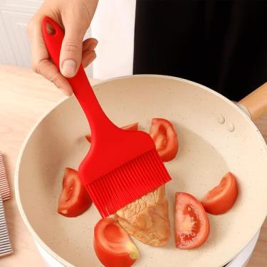 Imagem de 1 escova de silicone para regar, 21 x 8,9 cm, pincéis de alimentos para cozinha, assar, churrasqueira, espalhar óleo e molho de manteiga (vermelho)