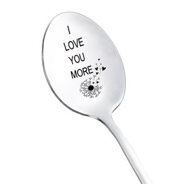 Imagem de Presentes de aniversário de Natal para namorado, namorada, I Love You More, presentes de colher para ele, presente romântico de dia dos namorados para esposa marido, casais, colheres de chá de café de