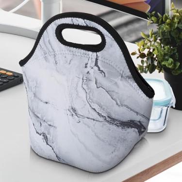 Imagem de Lancheira térmica de neoprene com isolamento térmico macio e reutilizável, bolsa de piquenique portátil para uso ao ar livre, parque, trabalho