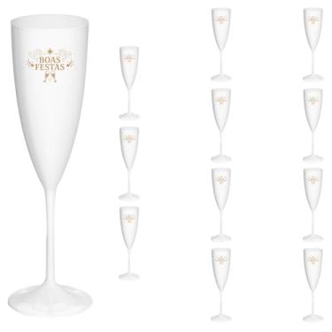 Imagem de Taça Espumante 170ml Boas Festas Acrílico Premium 12pçs (BRANCO)