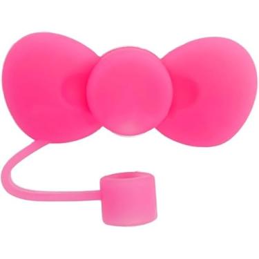 Imagem de Capas de palha de laço adorável rosa para Stanley Cup, capa de palha de silicone de 10 mm serve para Stanley copo de 30 e 1,134 g, presentes de festa temáticos decoração acessórios de cozinha