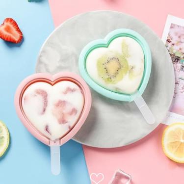 Imagem de Moldes de silicone em forma de coração de sorvete para fazer cubos de gelo, modelo de sorvete de picolé para bolos faça você mesmo, petiscos congelados caseiros