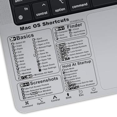 Imagem de Pacote com 2 adesivos de atalhos para atalhos Mac OS, adesivos de atalhos para MacBook M1/M2/M3/M4, adesivos de atalho para MacBook Air e Pro de 13-16 polegadas, vinil sem resíduos para qualquer