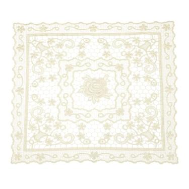 Imagem de Jogo americano retrô de renda 38 x 38 cm, quadrados, bordados, tapetes de mesa franceses de crochê, porta-copos para copos para casamento, em casa, amarelo