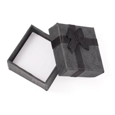 Imagem de 12 caixas de presente quadradas pretas de papelão com laço, brinco, colar, anéis, caixa de embalagem pequena para exibição de joias 42,5 x 41,5 x 26 mm