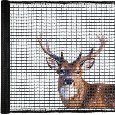 Imagem de Junkogo Rede de cerca de veado, rede de malha de plástico de 1,5 x 1,8 m para proteção de jardim, barreira temporária de animais para pássaros, frango, rolo de esgrima de malha reutilizável para