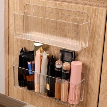Imagem de 1 organizador de armazenamento transparente montado na parede, organizador de porta de armário, caixa de armazenamento transparente para banheiro, quarto (espaço em branco, 19 x 8,2 cm)