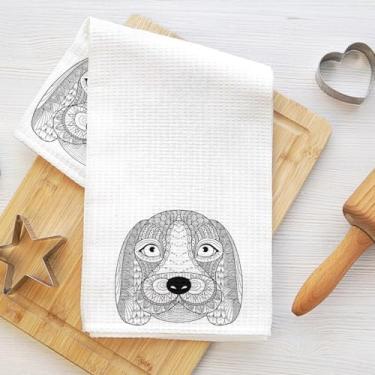 Imagem de Mandala Art Beagle Toalhas de cozinha, utensílios de mesa toalha de prato de microfibra absorvente decorativa toalha de chá, toalhas de mão waffle para cozinha, casa, banheiro, presentes para amantes