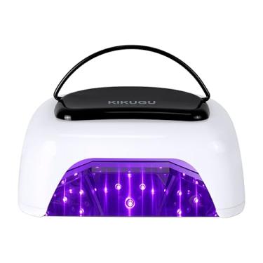 Imagem de Kikugu Lâmpada de unhas LED UV recarregável sem fio, luz UV de 96 W para unhas de gel com refletor metálico e base de metal, lâmpada de cura rápida, manicure, pedicure, ideal para salão de beleza e