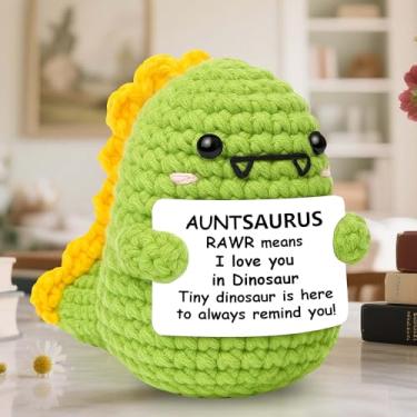 Imagem de Presentes de dinossauro bonitos feitos à mão para tia natal - presente de aniversário para tia dia das mães, elefante branco, meias de Natal, sobrinho sobrinho - Mini presente positivo de decoração de